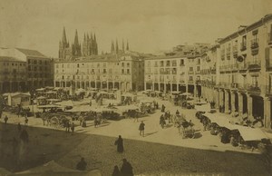 Spain Burgos Plaza Mayor Busy Market Day Old Leon & Levy Photo 1890
