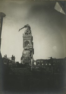 France WWI Somme Front Albert Church Ruins Old Photo 1918