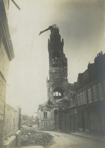 France WWI Somme Front Albert Church Ruins Old Photo 1918
