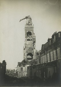 France WWI Somme Front Albert Church Ruins Old Photo 1918