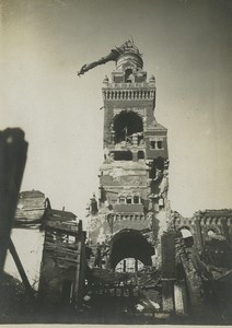 France WWI Somme Front Albert Church Ruins Old Photo 1918