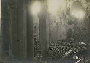 France WWI Somme Front Albert? Church Interior Ruins Old Photo 1918