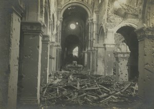 France WWI Somme Front Albert? Church Interior Ruins Old Photo 1918