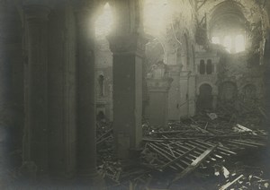 France WWI Somme Front Albert? Church Interior Ruins Old Photo 1918