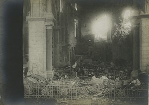 France WWI Somme Front Albert? Church Interior Ruins Old Photo 1918