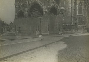 France WWI Somme Front Amiens Cathedral Protection Old Photo 1918