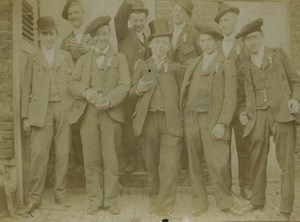 France Young Men Group Military Conscription Nice Hats Old Photo 1900