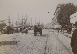 France Marseille quays of the Old Port Horse Carriage Old Photo 1890