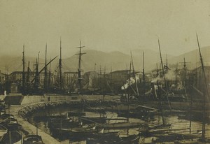 France Nice Harbor Barges & Boats Old Photo 1890