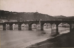 Germany Trier Treves Moselle Bridge Mariensäule Old Photo Cabinet card 1890