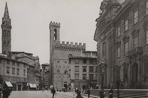 Italy Firenze Florence Piazza San Firenze Old Photo Cabinet card 1890