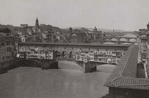 Italy Firenze Florence Panorama Ponte Vecchio Old Photo Cabinet card 1890