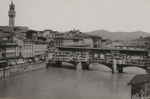 Italy Firenze Florence Ponte & Palazzo Vecchio Old Photo Cabinet card 1890