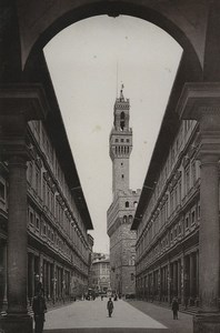 Italy Firenze Florence Uffizi Palazzo Vecchio Old Photo Cabinet card 1890