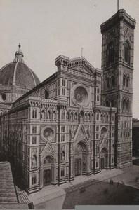 Italy Firenze Florence Panorama Cathedral Duomo Old Photo Cabinet card 1890