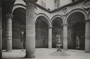 Italy Firenze Florence Palazzo Vecchio Courtyard Old Photo Cabinet card 1890