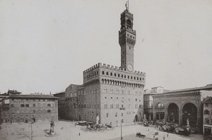 Italy Firenze Florence Piazza della Signoria Old Photo Cabinet card 1890
