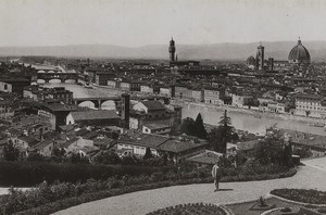 Italy Firenze Florence Panorama Old Photo Cabinet card 1890