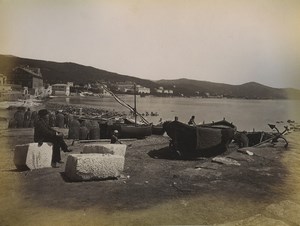 Italy Sanremo the Mall Boats & Via Giuoco della palla 2 old photos 1890