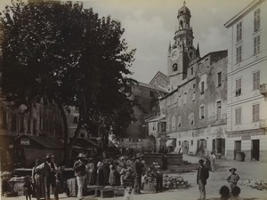 Italy Sanremo Market place animated & Old Town 2 photos 1890