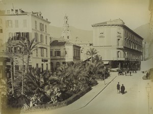 Italy Sanremo Via Umberto animated & Promenade Seaside 2 old photos 1890
