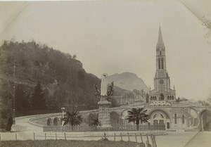 France Pyrenees Lourdes Basilica Old Photo 1900