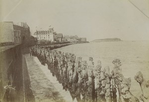 France Saint Malo Sillon & line of breakwaters Old Photo 1900