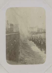 France Saint Malo Sillon & line of breakwaters Waves Old Photo 1900