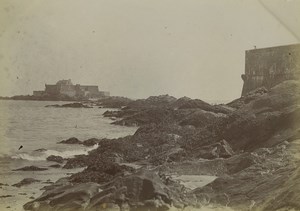 France Saint Malo bottom of the ramparts facing Fort National Old Photo 1900