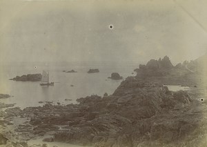 Bailiwick of Jersey La Corbière point boat Old Photo 1900