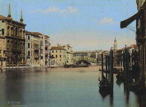 Italy Venice Venezia Canal Grande Old colored Photo 1890