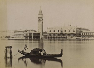 Italy Venice Venezia St Mark's Campanile Canal Old Photo 1890