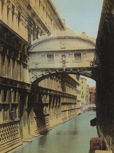 Italy Venezia Bridge of Sighs Old Colored Photo 1890