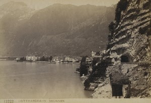 Suisse Alpes Brunnen Ligne du Gothard Ancienne Photo Sommer 1890