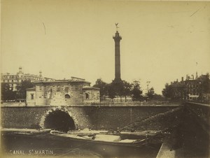 France Paris Commune Ruins canal Saint Martin Old Photo Liebert 1871