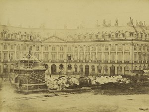France Paris Commune Ruins Vendome column pulled down Old Photo Liebert 1871