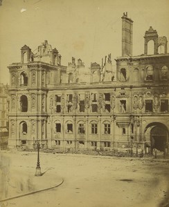 France Paris Commune City Hall Ruins Old Photo Liebert 1871