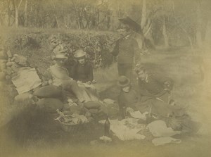 Italy Sanremo Dolceacqua Group Lunch on on the Grass Military Old Photos 1890