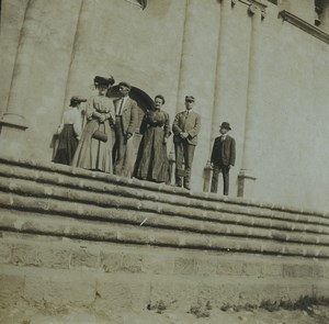 USA Salt Lake City exterior of Mormon Temple Group Posing Old Photo 1904