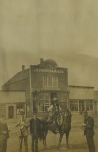 Canada BC Kamloops? Group Horse L.B. Cochran Grocery Store Old Photo 1904