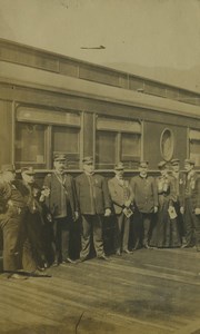 Canada BC Kamloops? Knights Templar Group posing by Train Old Photo 1904