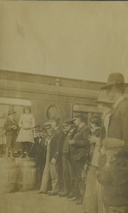 Canada BC Kamloops? Knights Templar Group posing by Train Old Photo 1904
