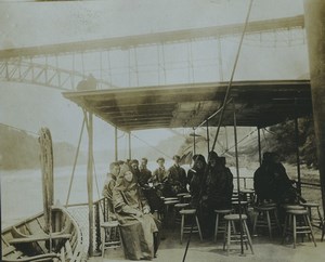 USA Niagara Falls Tourists on Maid of the Mist Boat Old Photo 1904