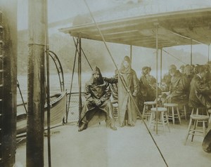 USA Niagara Falls Tourists on Maid of the Mist Boat Old Photo 1904