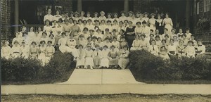 USA Boston Girls' School Freshman Year Group panorama Old Photo 1904