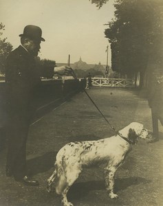 France Paris Mr Lasseran & Setter? Dog Prince de Colombes Old Photo 1900