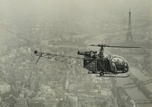 France Paris Eiffel Tower Helicopter SE 3130 Alouette 2 F-WHOF Aerial Photo 1970