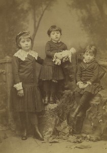 Germany Baden-Baden Children Group & Doll Old Photo CC Jungmann 1890