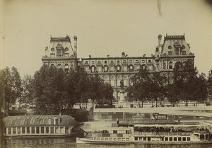 France Paris City Hall Seine river Barges Old Photo 1890