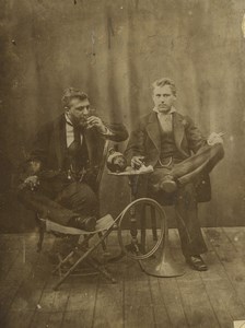 France Musician friends having a drink Old Photo 1890